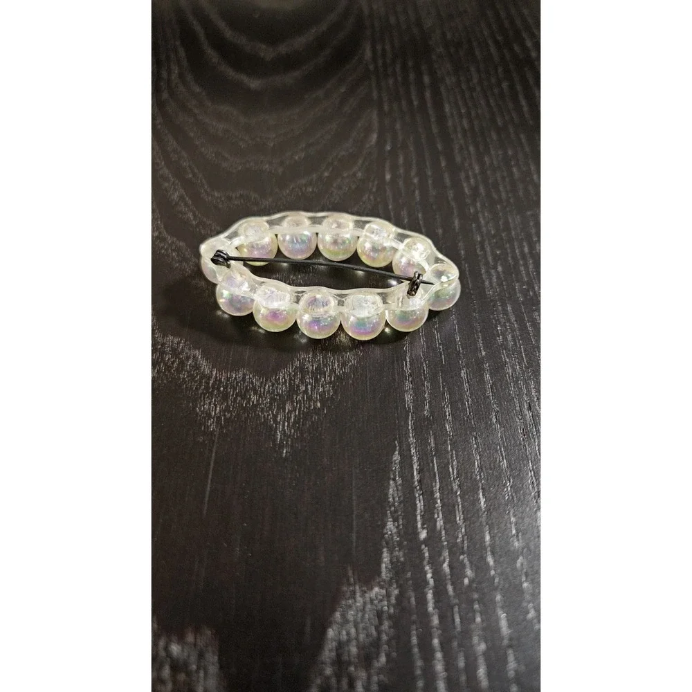 Soap Bubble Iridescent Lucite Bead Brooch Vintage‎ Plastic Rondelle Bead Pin